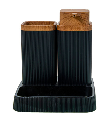 Set salle de bain acrylique noir 15x16x15cm