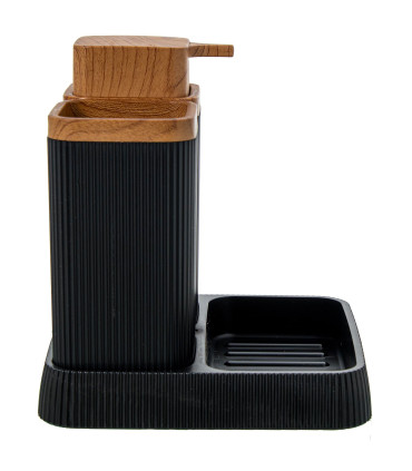 Set salle de bain acrylique noir 15x16x15cm