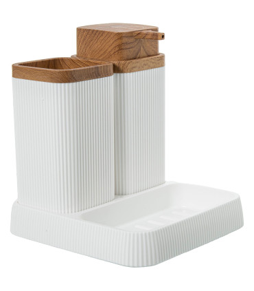 Set salle de bain acrylique blanc 15x16x15cm