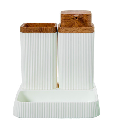 Set salle de bain acrylique blanc 15x16x15cm
