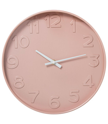 Horloge murale ronde rose 30x30cm