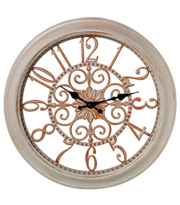Horloge murale ronde blanche et dorée 40.5x40.5x5cm