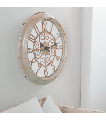 Horloge murale ronde blanche et dorée 40.5x40.5x5cm