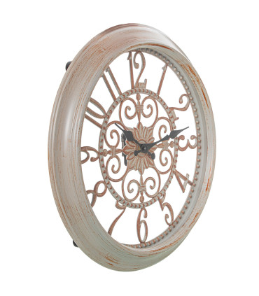 Horloge murale ronde blanche et dorée 40.5x40.5x5cm