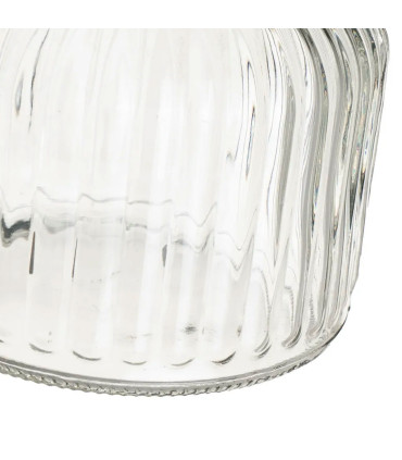 Bocal cuisine en verre strié avec bouchon bois 600ml