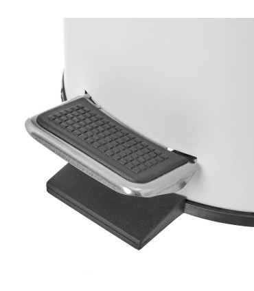 Poubelle de salle de bain en métal blanc et bambou 5L