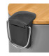 Bathroom Bin White Metal and bamboo 3L