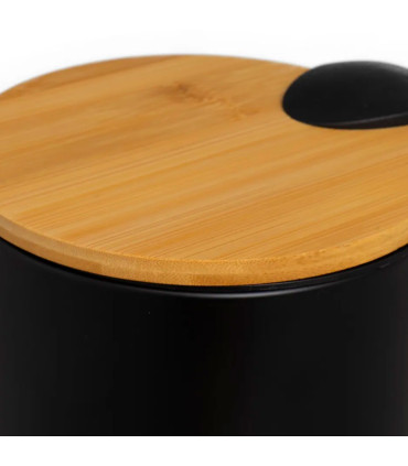 Bathroom Bin black Metal and bamboo 3L