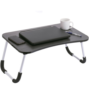 Plateau de lit bois noir pour ordinateur portable 60x40x26cm