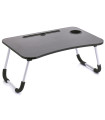 Plateau de lit bois noir et métal blanc pour ordinateur portable 60x40x26cm