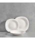 Service de 18 assiettes en verre opale blanc: plates, creuses et à dessert