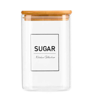 Bocal en verre avec bouchon hermétique bambou sugar 1.2L