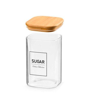 Bocal en verre avec bouchon hermétique bambou sugar 1.2L