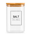 Kitchen Glass Jar Bamboo Lid salt 1.2L