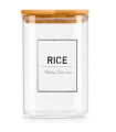 Bocal en verre carré avec bouchon hermétique bambou rice 1.2L