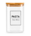 Bocal en verre carré avec bouchon hermétique bambou pasta 1.2L
