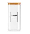 Bocal en verre carré avec bouchon hermétique bambou spagetti 2.1L