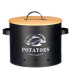Boîte à pommes de terre en métal noir et bambou