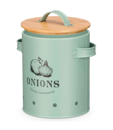 Boîte à oignons en métal vert 14x17.5x20cm