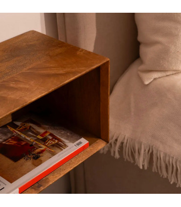 Table de chevet murale en bois de manguier 40.5x25x23cm