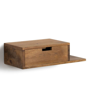 Set de 2 tables de chevet murales en bois de manguier 55x25x15cm