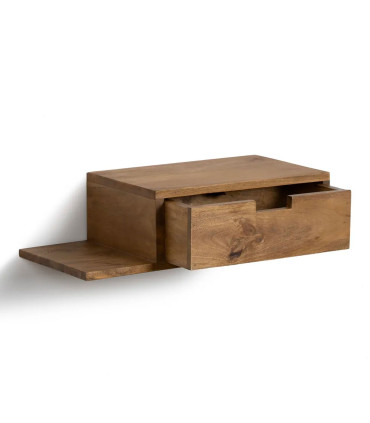 Set de 2 tables de chevet murales en bois de manguier 55x25x15cm