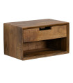 Table de chevet murale en bois de manguier 40x25x23cm