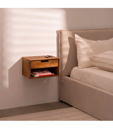 Bedside Table Wood beige 40x25x23cm