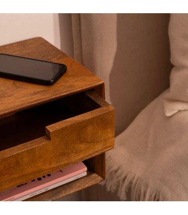 Bedside Table Wood beige 40x25x23cm