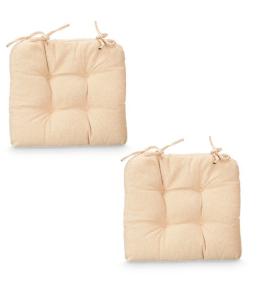Set of 2 chair cushion beige 40x40cm