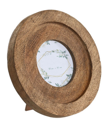 Cadre photo à poser rond en bois de manguier 19.5x19.5x2cm
