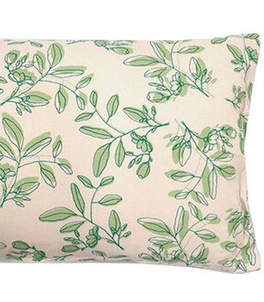 Coussin en coton fleuri beige et vert 30x50cm