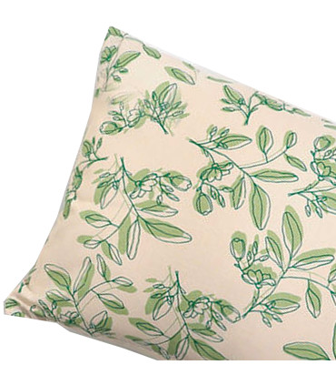 Coussin en coton fleuri beige et vert 30x50cm