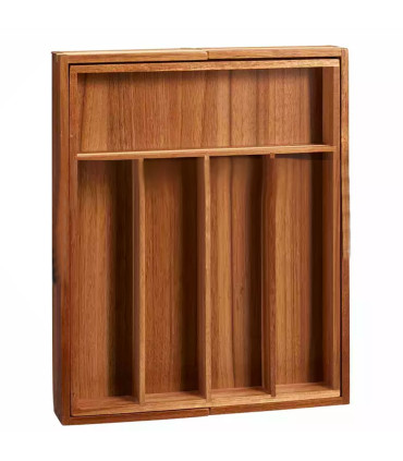 Range-couverts en bois d'acacia extensible 34x25-45x5cm