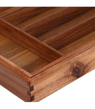Range-couverts en bois d'acacia extensible 34x25-45x5cm