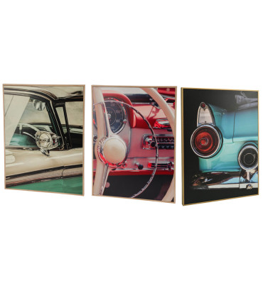 Set of 3 Pictures Boards Classic cars 38x28cm