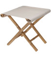 Tabouret de jardin pliant en bambou et tissu beige 40x40x39cm