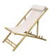 Chaise longue pliante chilienne bambou et tissu blanc 112x60x80cm