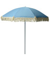Parasol de plage bleu avec frange diamètre 176cm