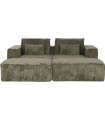 Canapé enveloppant velours côtelé vert 220x158x91cm