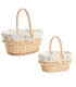 Set de 2 paniers en osier et intérieur coton fleuri 45x33x45cm