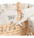 Set de 2 paniers en osier et intérieur coton fleuri 45x33x45cm