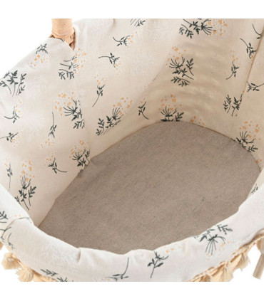 Set de 2 paniers en osier et intérieur coton fleuri 45x33x45cm