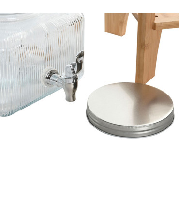 Distributeur de boisson en verre et bambou 3.5L 19x19x16cm