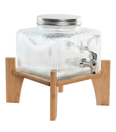 Distributeur de boisson en verre et bambou 3.5L 19x19x16cm