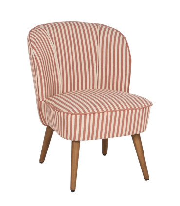 Fauteuil crapaud beige rayures terracotta 54x64x73cm