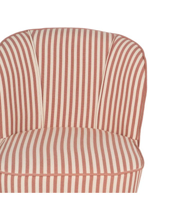Fauteuil crapaud beige rayures terracotta 54x64x73cm