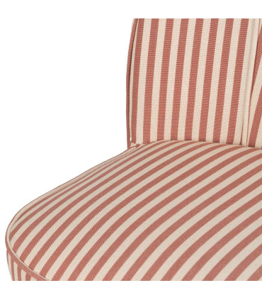 Fauteuil crapaud beige rayures terracotta 54x64x73cm