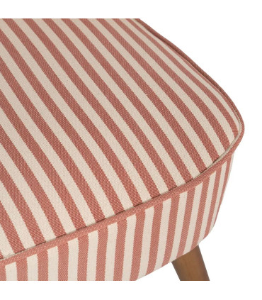 Fauteuil crapaud beige rayures terracotta 54x64x73cm