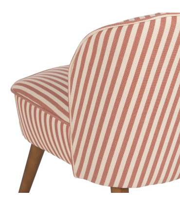 Fauteuil crapaud beige rayures terracotta 54x64x73cm